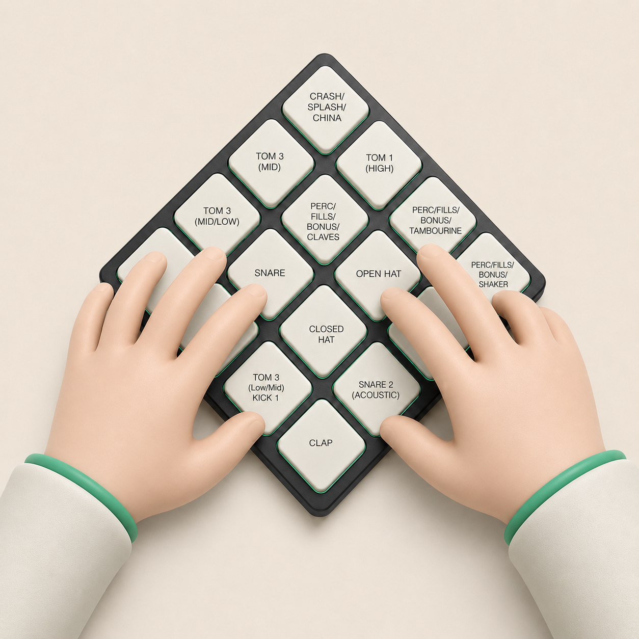 Standard Pad Layout en forma de diamante para finger drumming